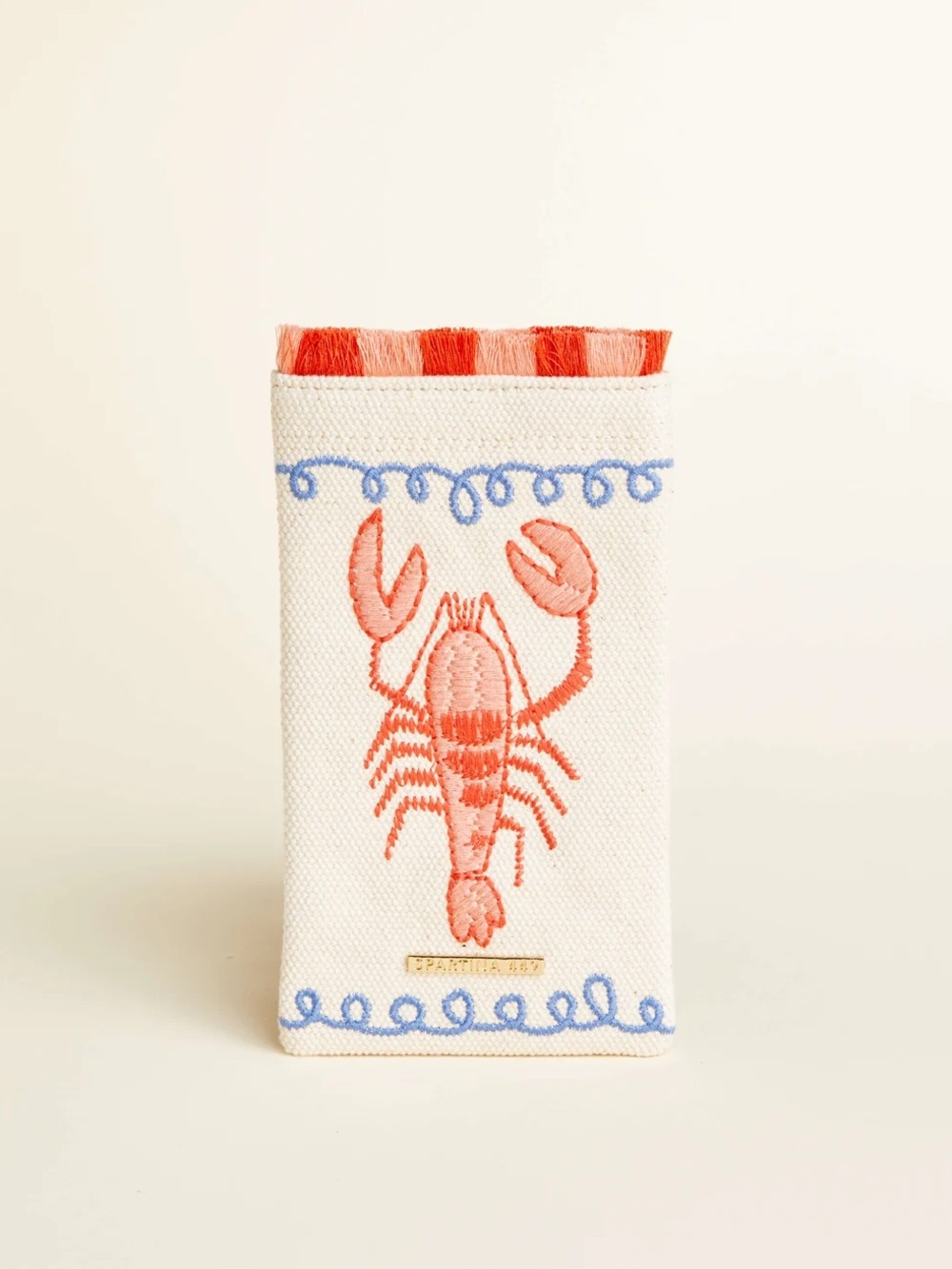 Spartina 449 Overboard Lobster Sunglass Case Embroidered Canvas NWOT